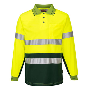 Portwest Mens Prime Mover Long Sleeve Micro Mesh Polo Taped Work Hi-Vis MP513