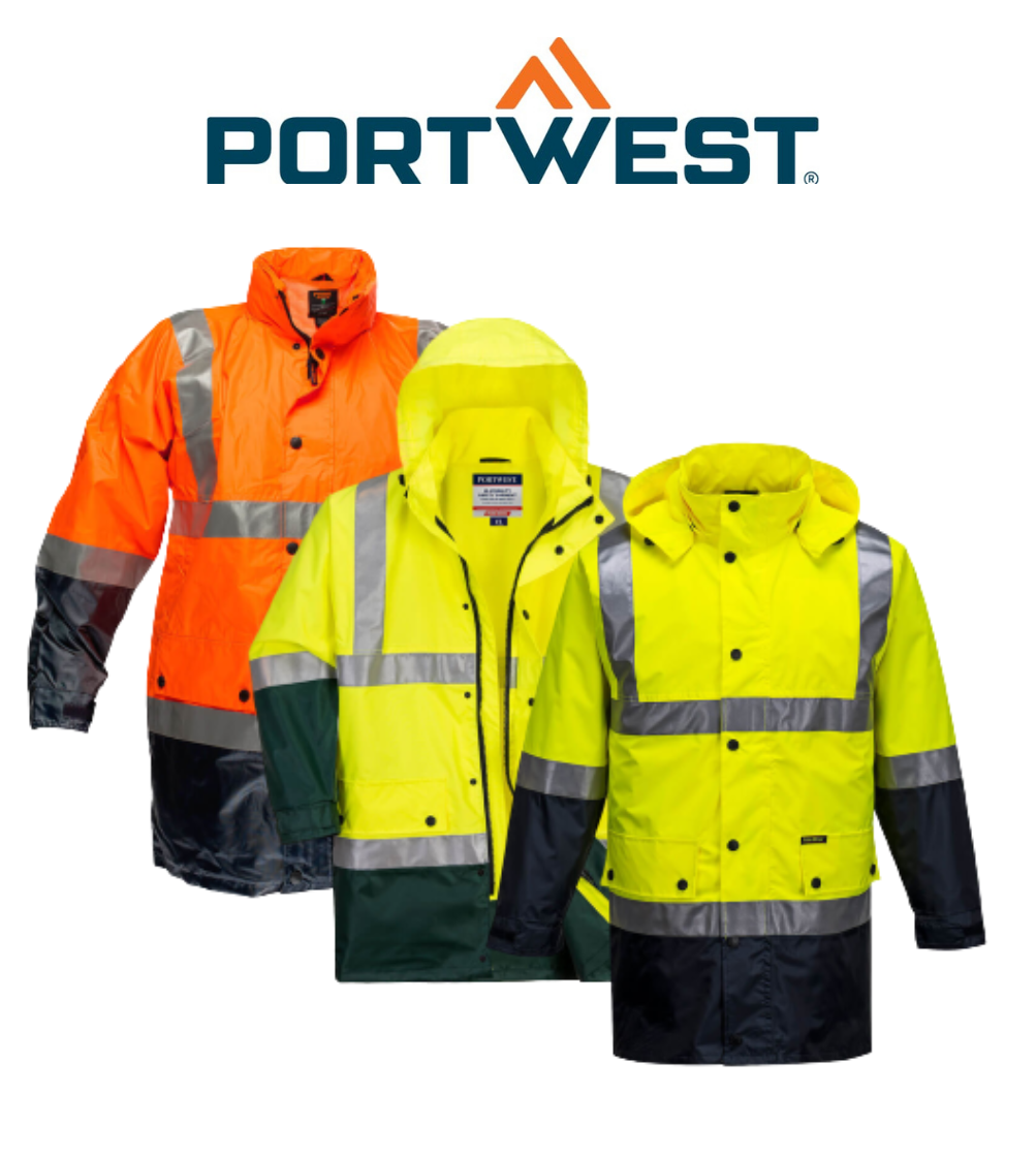 Portwest Mens Eyre Jacket Hi-Vis Day Or Night Lightweight Waterproof Work MJ306