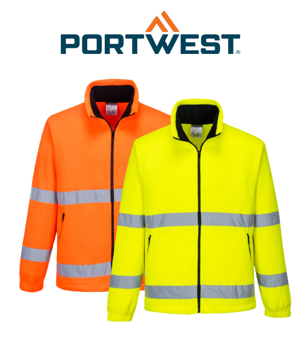 Portwest Hi-Vis Essential Polar Fleece 2 Tone Zip Reflective Work Safety F250