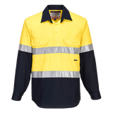 Portwest Hi-Vis Two Tone Regular Weight Long Sleeve Closed Front Shirt Tape MC10