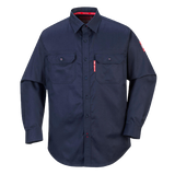 Portwest Bizflame 88/12 Shirt Navy Collared Button Flap Closure Long Sleeve FR89