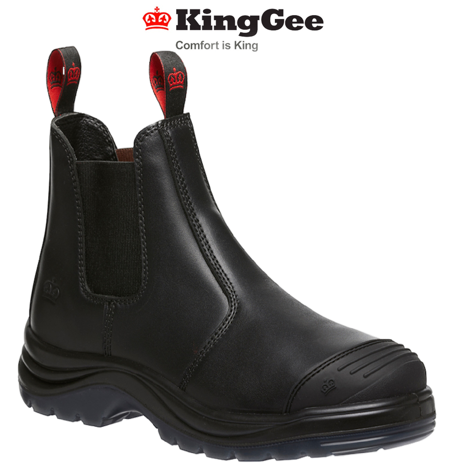 KingGee Mens Tradie Elastic Pull-Up Steel Toe Work Boots Memory Foam K25250