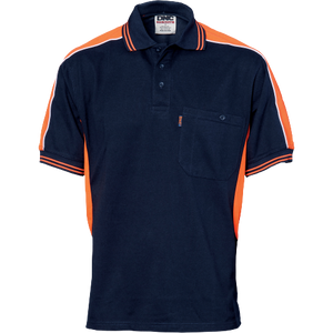 DNC Workwear Mens Polyester Cotton Panel Polo Shirt - Short Sleeve Casual 5214