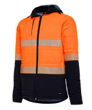 KingGee Mens Reflective Puffer Jacket Hi-Vis Hood Work Safety Waterproof K55015