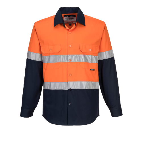 Portwest Hi-Vis Two Tone Regular Weight Long Sleeve Shirt Tape Safety MA101
