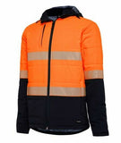 KingGee Mens Reflective Puffer Jacket Hi-Vis Hood Work Safety Waterproof K55015