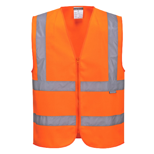 Portwest Hi-Vis Zipped Band & Brace Vest Reflective Taped Work Safety C375