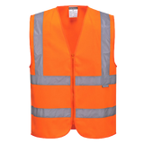 Portwest Hi-Vis Zipped Band & Brace Vest Reflective Taped Work Safety C375