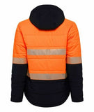 KingGee Mens Reflective Puffer Jacket Hi-Vis Hood Work Safety Waterproof K55015