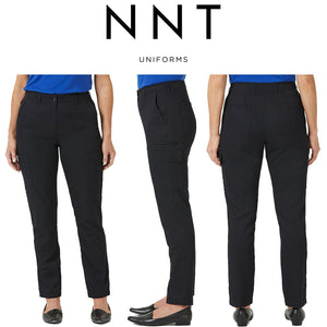 Womens NNT P/V Gaberdine Flex Waist Cargo Navy Slim Leg Work Pants CAT3T7