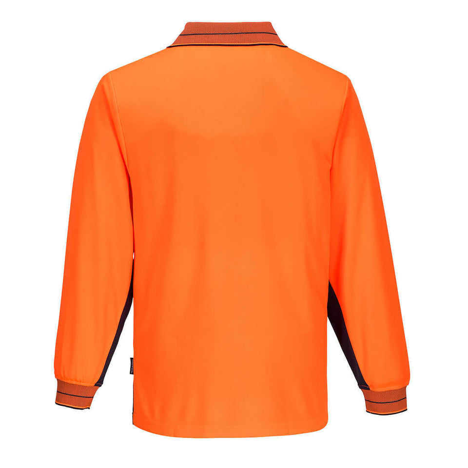 Portwest Mens Prime Mover Long Sleeve Micro Mesh Work Polo Shirt Cool Dry MP113