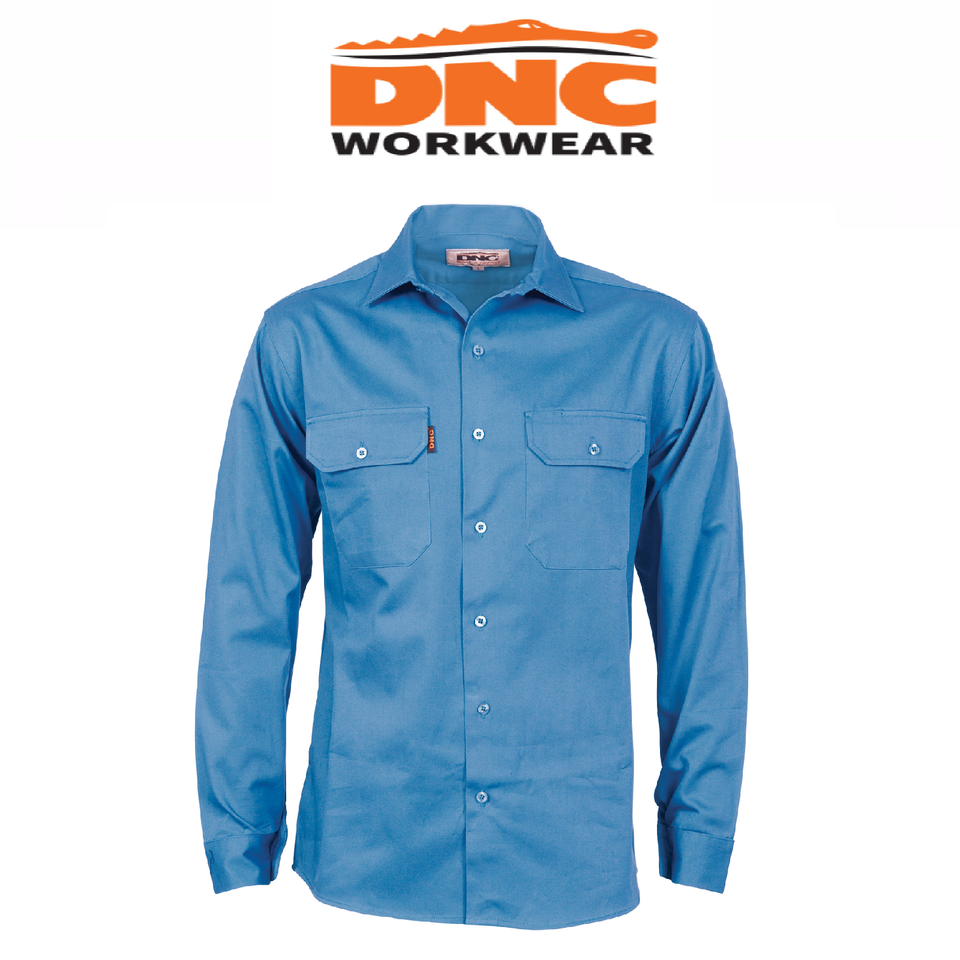 DNC Workwear Cotton Drill Work Shirt With Gusset Sleeve - Long Sleeve 3209