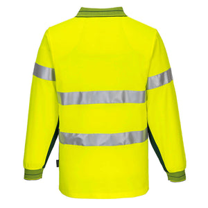 Portwest Mens Prime Mover Long Sleeve Cotton Work Shirt Polo Hi-Vis Taped MP313