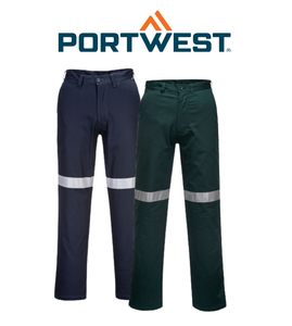 Portwest Straight Leg Pants with Tape Lightweight Reflective Tape MW705