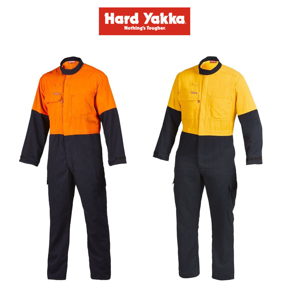 Mens Hard Yakka Protect Hi-Vis 2 Tone Tecasafe Plus Coverall Safety FR Y00302