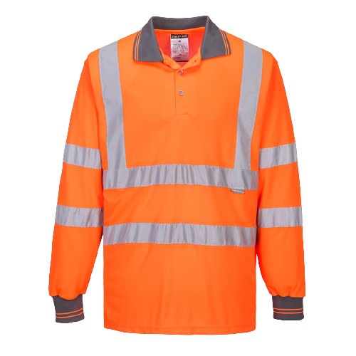 Portwest Hi-Vis Long Sleeved Polo 2 Tone Reflective Taped Work Safety S277