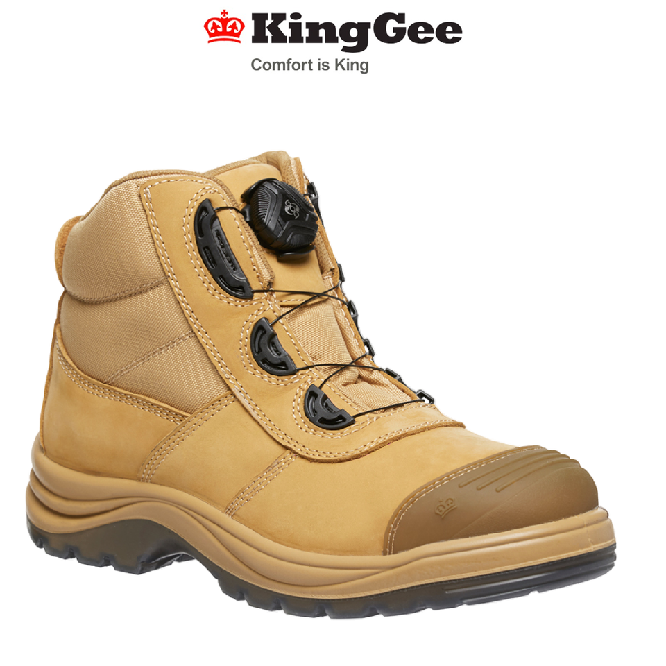 KingGee Mens Tradie Boa Work Safety Boots Slip Resistance Comfortable K27170