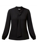 NNT Womens Formal Long Sleeve Tie Neck Blouse Soft Georgette Business CATUG4