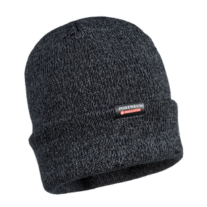 Portwest Reflective Knit Cap Insulatex Lined Black Acrylic Warmth Beanie B026