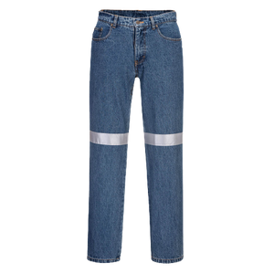 Portwest Denim Pants with Tape Pre Shrunk Reflective Tape Straight Pant MW169
