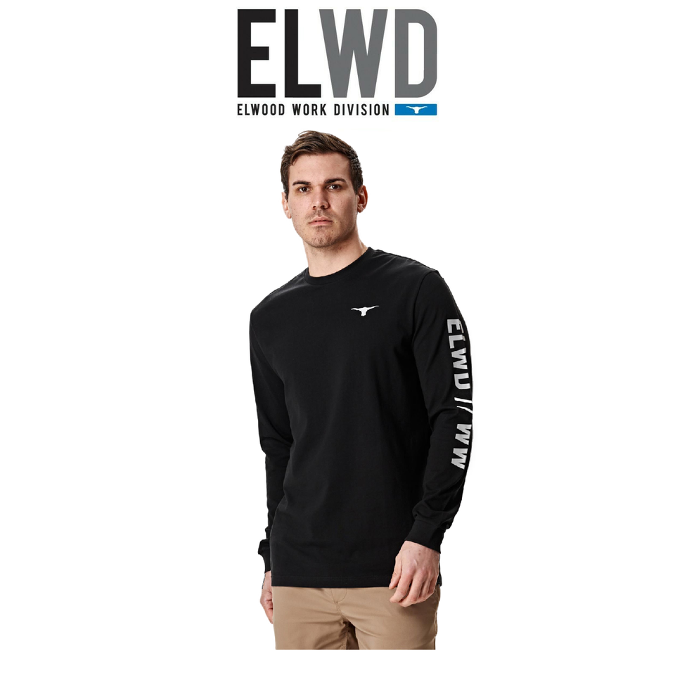 Elwood Mens Workwear Work Long Sleeve Tee Casual Comfort T Shirts EWD831