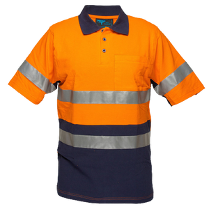 Portwest Short Sleeve Cotton Pique Polo with Tape HiVisTex Reflective Work MP618