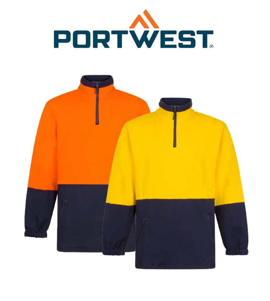 Portwest Cotton Brush Fleece Jumper Reflective Taped Safety Work MF515