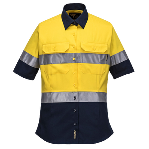 Portwest Ladies 2 Tone Regular Weight Short Sleeve Shirt with Tape Hi Vis ML109