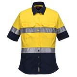 Portwest Ladies 2 Tone Regular Weight Short Sleeve Shirt with Tape Hi Vis ML109