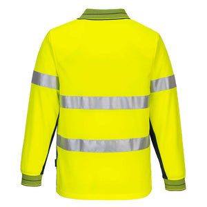 Portwest Mens Prime Mover Long Sleeve Micro Mesh Polo Taped Work Hi-Vis MP513