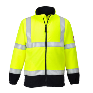 Portwest Flame Resistant Anti Static Hi-Vis Fleece Drawcord Full Zip Jacket FR31