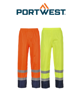 Portwest Mens Hi-Vis Classic Rain Safety 2 Tone Reflective Taped Work Pants H444