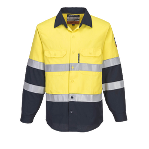 Portwest Mens Prime Mover Hi-Vis Work Shirt Long Sleeve Closed Front Taped FR04