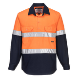 Portwest Hi-Vis Two Tone Regular Weight Long Sleeve Closed Front Shirt Tape MC10