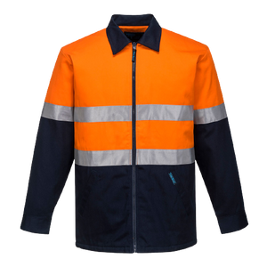 Portwest Quilt Padded Cotton Drill Jacket 2 Tone Reflective Work Safety MJ987