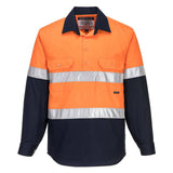 Portwest Mens Prime Mover Hi-Vis Work Shirt Long Sleeve Cotton Drill Shirt MC101