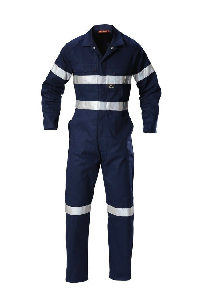 Mens Hard Yakka Hi-Vis Coverall Overalls Cotton Drill with Tape Workwear Y00122