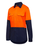 KingGee Mens Stretch Spliced Shirt Comfort Work Safety Cotton Hi-Vis Hem K04035