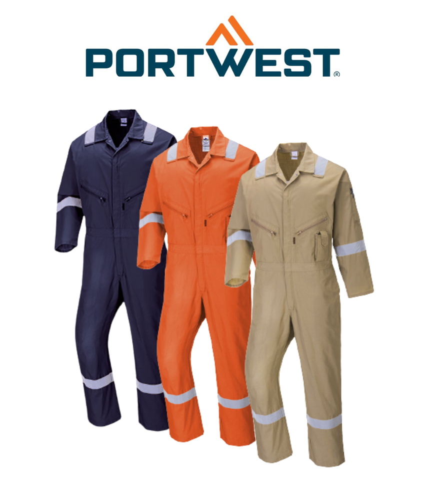 Portwest Iona Cotton Coverall Lightweight Reflective Taped Work Safety C814