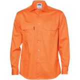 DNC Workwear Mens Cotton Drill Work Shirt Long Sleeve Flame Retardant 3202