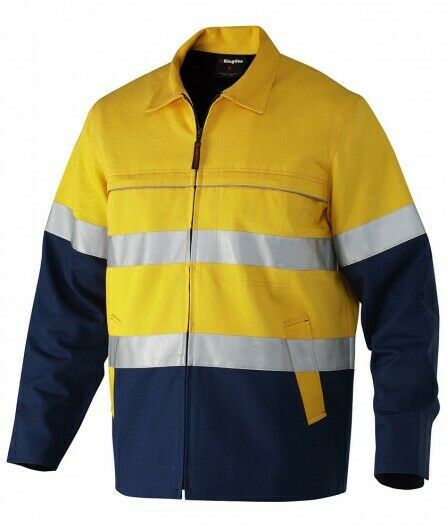 KingGee Mens Reflective Spliced Drill Jacket Cotton Flannel Work Safety K55905