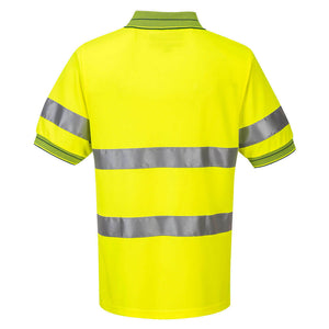 Portwest Mens Prime Mover Short Sleeve Micro Mesh Polo Taped Hi-Vis Work MP510