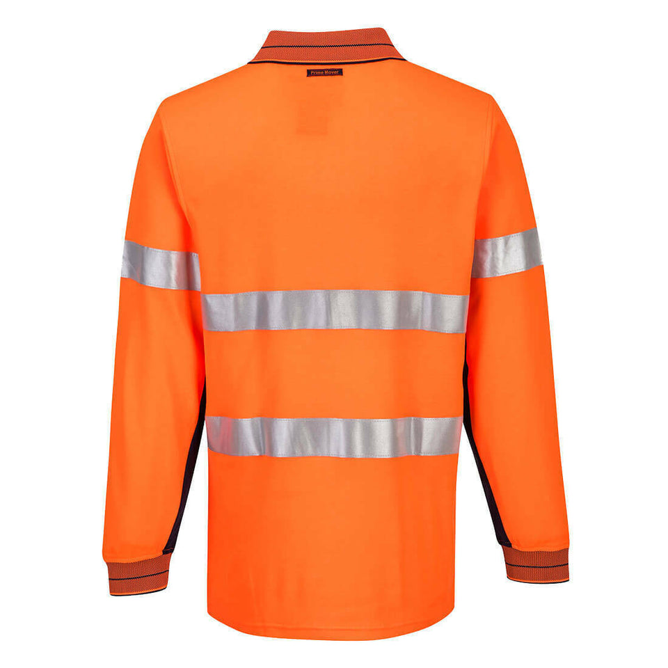 Portwest Mens Prime Mover Long Sleeve Cotton Work Shirt Polo Hi-Vis Taped MP313