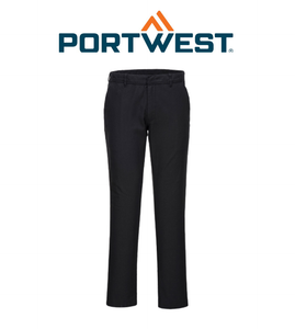 Portwest Stretch Slim Chino Pants Reflective Black Slim Fit Comfy Pant S232