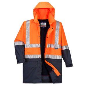 Portwest Fleece Lined Rain Jacket with Tape 2 Tone Reflective Work Safety MJ208