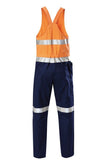 Mens Hard Yakka Hi-Vis 2 Tone Cotton Drill Action Overalls Work Taped Y01055