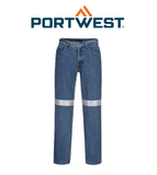Portwest Denim Pants with Tape Pre Shrunk Reflective Tape Straight Pant MW169