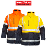 Hard Yakka Mens HiVis 4 in 1 Taped Jacket Reversible Jacket All Season Y06057