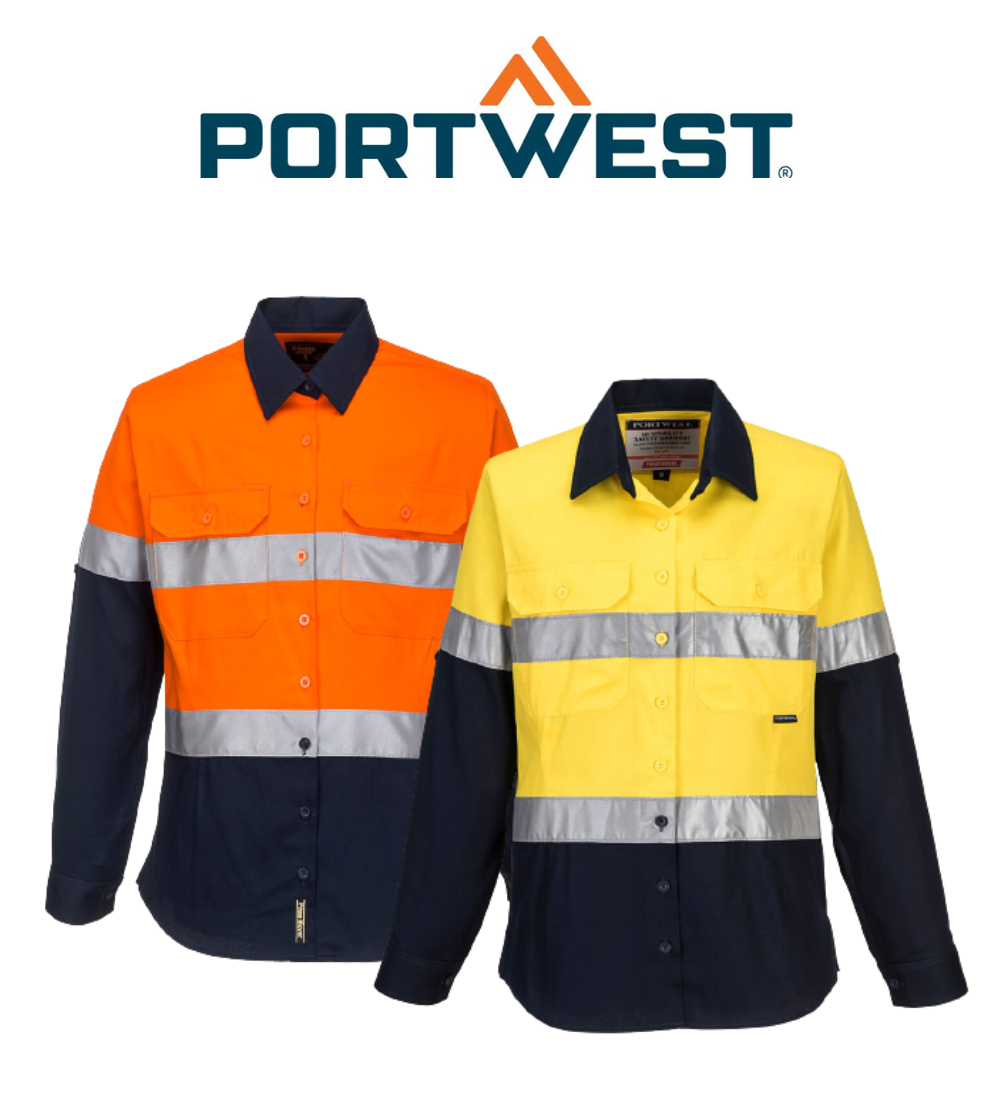 Portwest Ladies 2 Tone Regular Weight Long Sleeve Shirt with Tape ML108