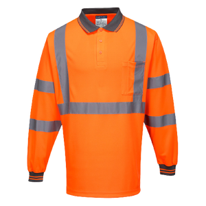 Portwest X Back L/S Polo Breathable Orange Reflective Tape Safety Work MP713
